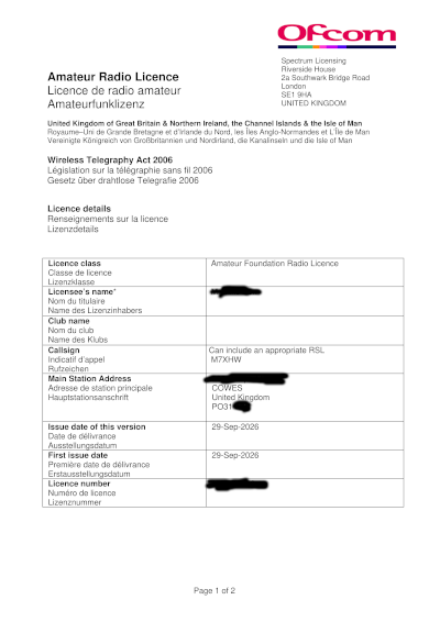 Amateur Radio Licence